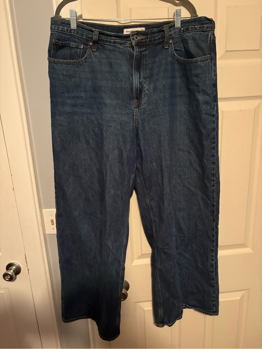 Abercrombie High Waisted Wide-Leg Jeans - Dark Blue